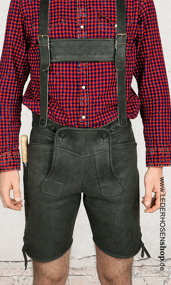 Lederhose, Lederhosen, Kurzgröße, Schwarz, Hosenträger, lederhose, leder, shorts, cord, herren, hose, Gürtel, Hosenträger, Lederhose, Ledershorts, kariertes Hemd, Hemd, Flanell, Rot- Blau, Lederhose, Hosenträger, Kurze Hose, Zubehör, Hosen, Hosenträger, M