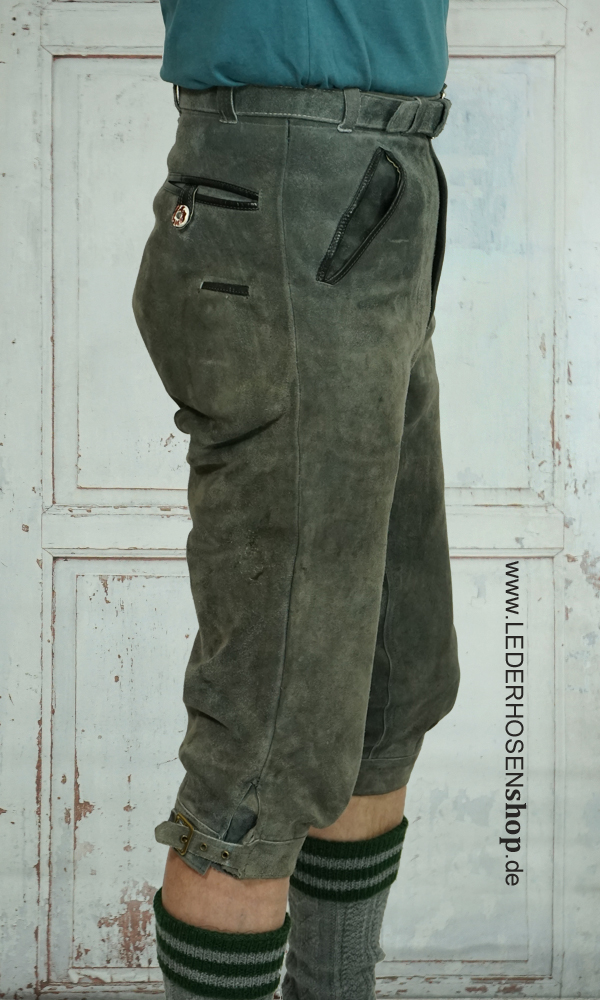 lederhose, grün, culotte, knöpfe, taschen,