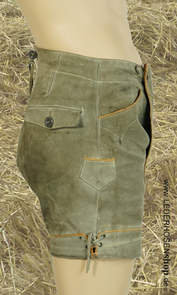 kurze Hose, khaki, Wildleder, Tasche, Schnürung,