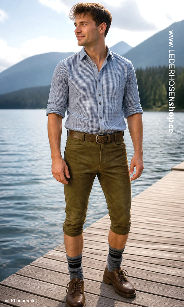 Hemd, Chino-Hose, Lederstiefel, Sockenstrumpf, Lederstiefel,