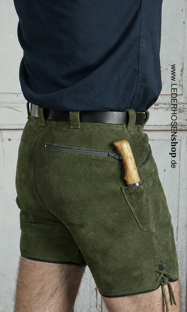 kurze Lederhose Scout - Spaltleder grün Gr.52