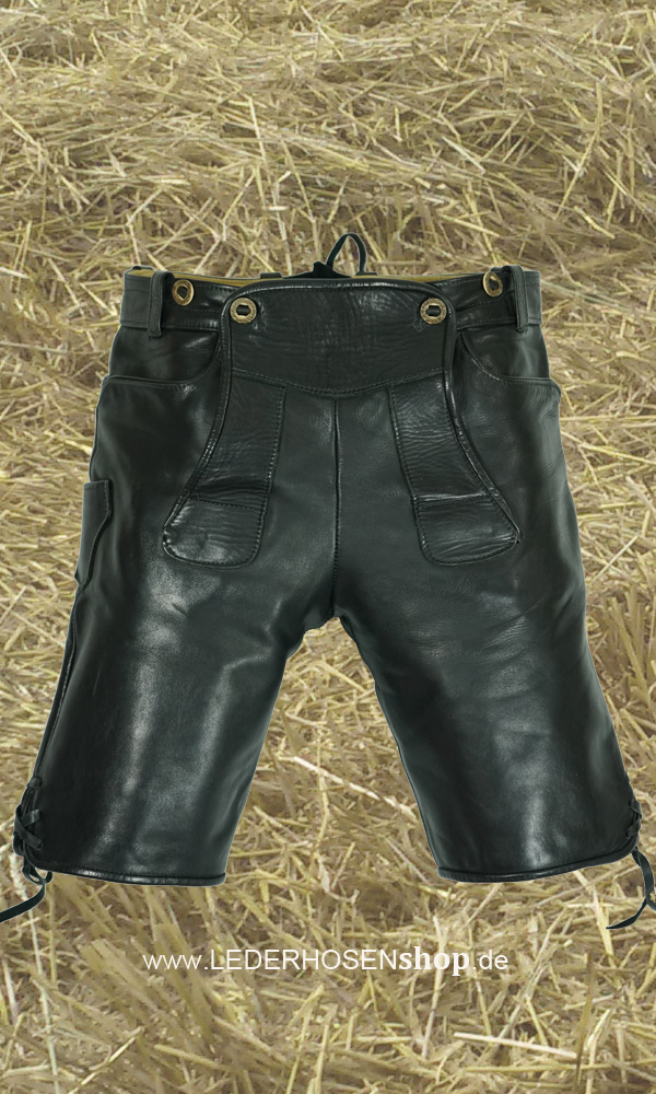 Lederhose, Schwarz, Ledermaterial, Hose, Taschen,
