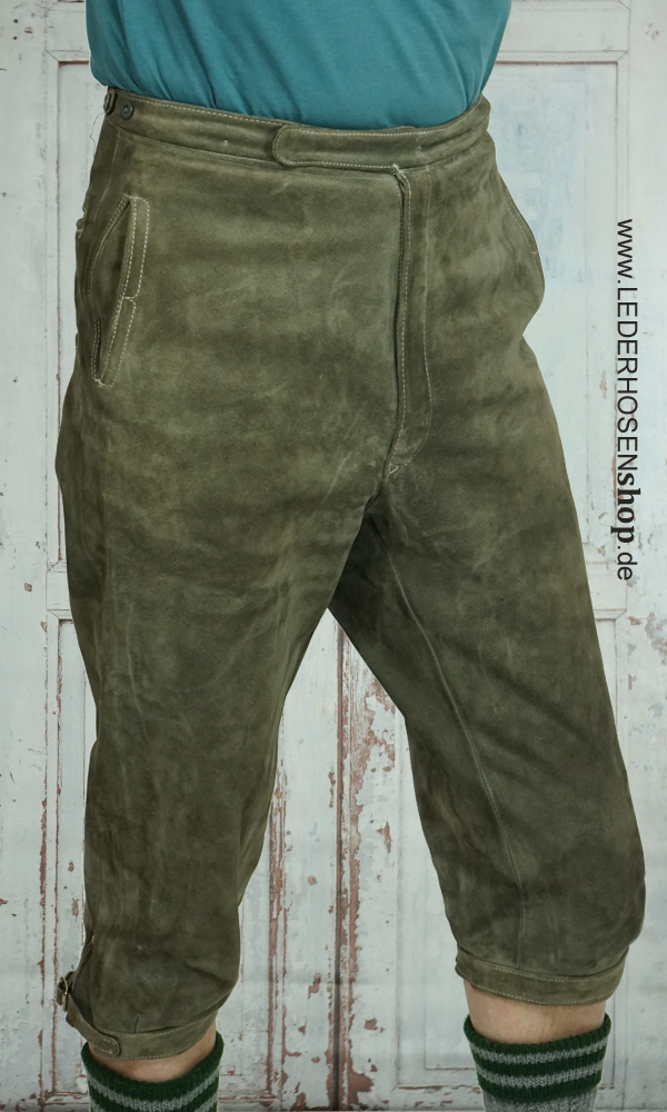 hose, lederoptik, grün, knie-länge, militärischgrün,