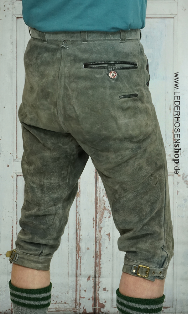 Lederhose, Trachtenhose, Grün, Knopfverschluss, Kragenfalten,
