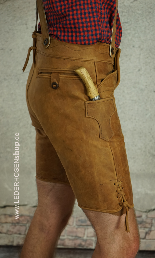 Lederhose, Ledershorts, Taschen, Hammer, Holzgriff,