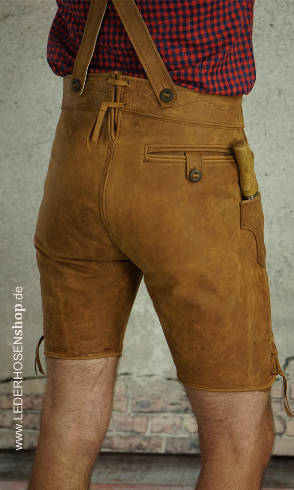 Lederhose, Ledershorts, Hose, Tarnleder, Taschen, Kordelzug,