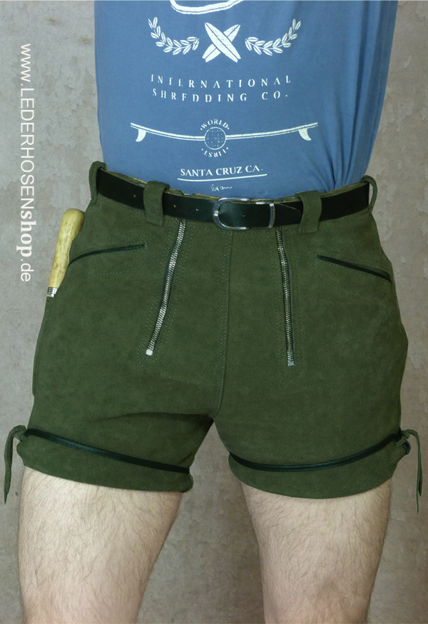 kurzehosen, grün, reißverschluss, gürtel, taschen,