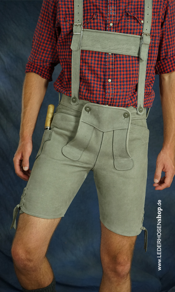 Urformlederhose aus Nubukleder incl. Steghosenträger