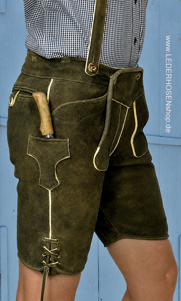 lederhose, bermuda, kurz, taschen, werkzeugtasche,