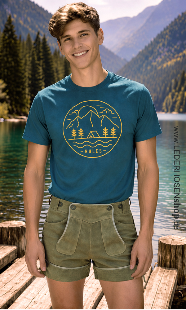 T-Shirt, Kurzarm, Outdoor, Camping, Logo, T-Shirt, Kurzarm, Grafikshirt, Berglandschaft, Türkis, T-Shirt, Druck, Berglandschaft, Camping, Kurze Hose/Shorts,