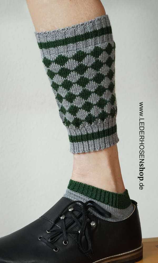 Knit-sleeve, Argyle pattern, Sockenstulpen, Graue/Grüne Farben, Knöchelstulpe,