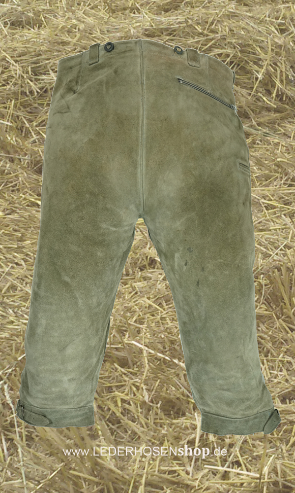 Lederhose, Leder, Grün, Kordelzug, Hose mit Zipp,