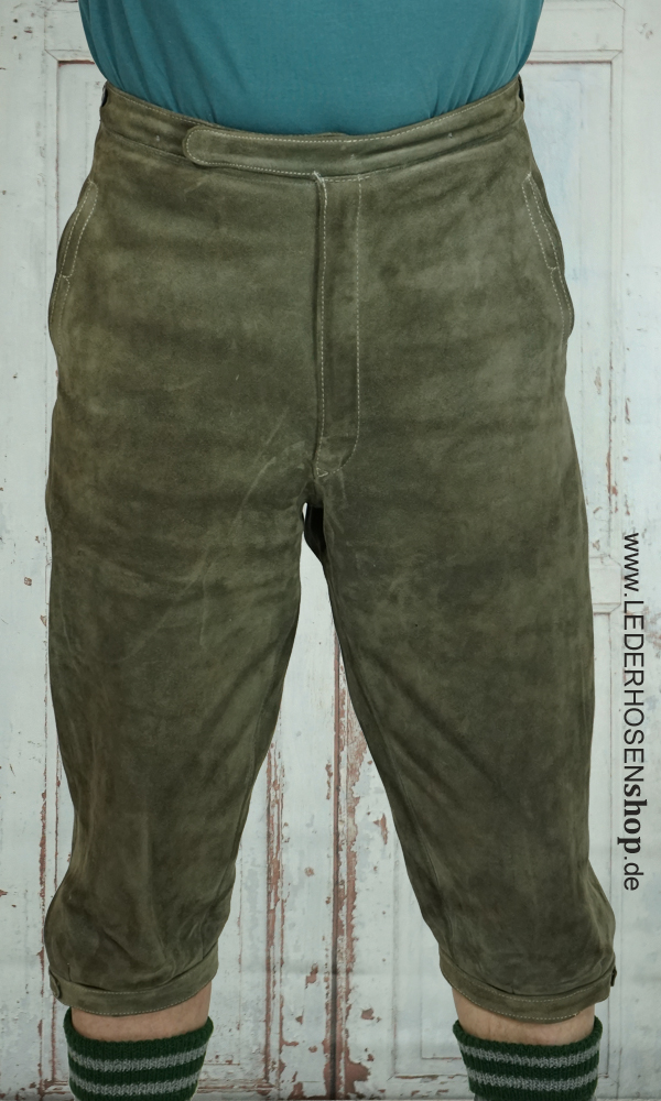 lederlook, grün, hose, knielang, elastisch,